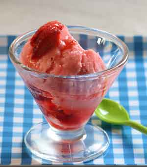 Strawberry Sorbet with Strawberry Syrup